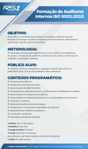Newsletter - Curso - Formação de Auditores Internos ISO 9001 2015 - Aracaju