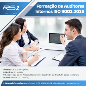 Post - Curso - Formação de Auditores Internos ISO 9001 2015 - Aracaju